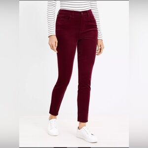 LOFT Skinny Corduroy Pants Burgundy Merlot Size 28